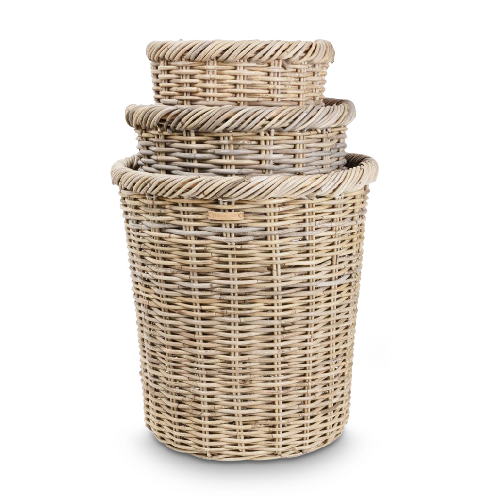 Rund Plantekurv m. Kraftig Kant & Tyk Plastik - sæt á 3 størrelser