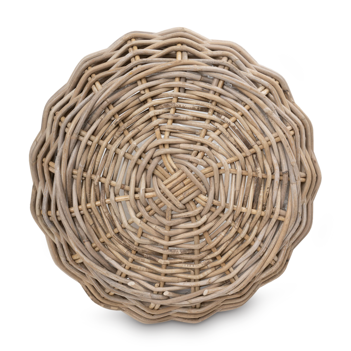 Rund Kurv m. kant af Rattan & Tyk plastik Ø21xH25 i Grå Rattan