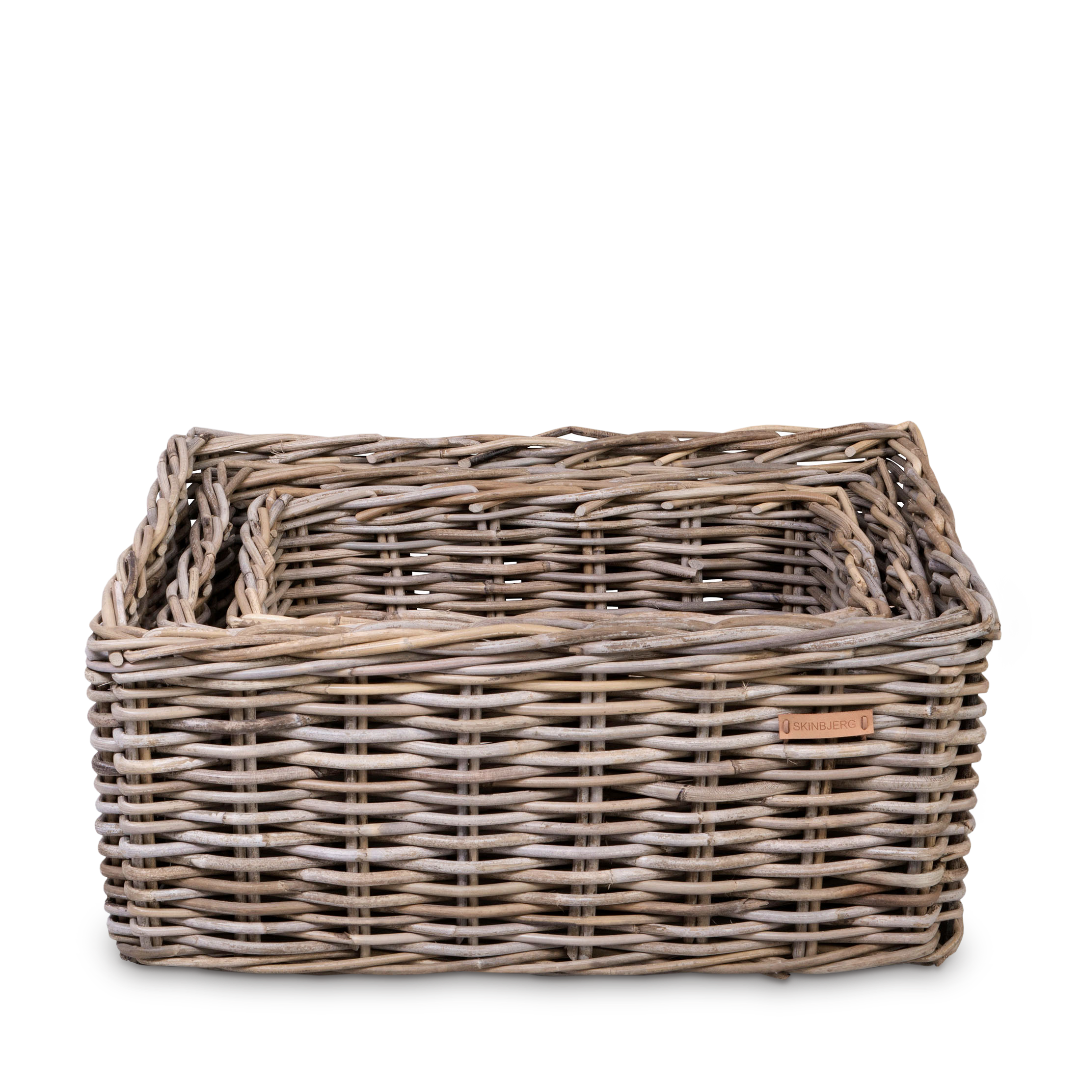 Rektangulær Opbevaringskurv L33xB43xH17 i Grå Rattan