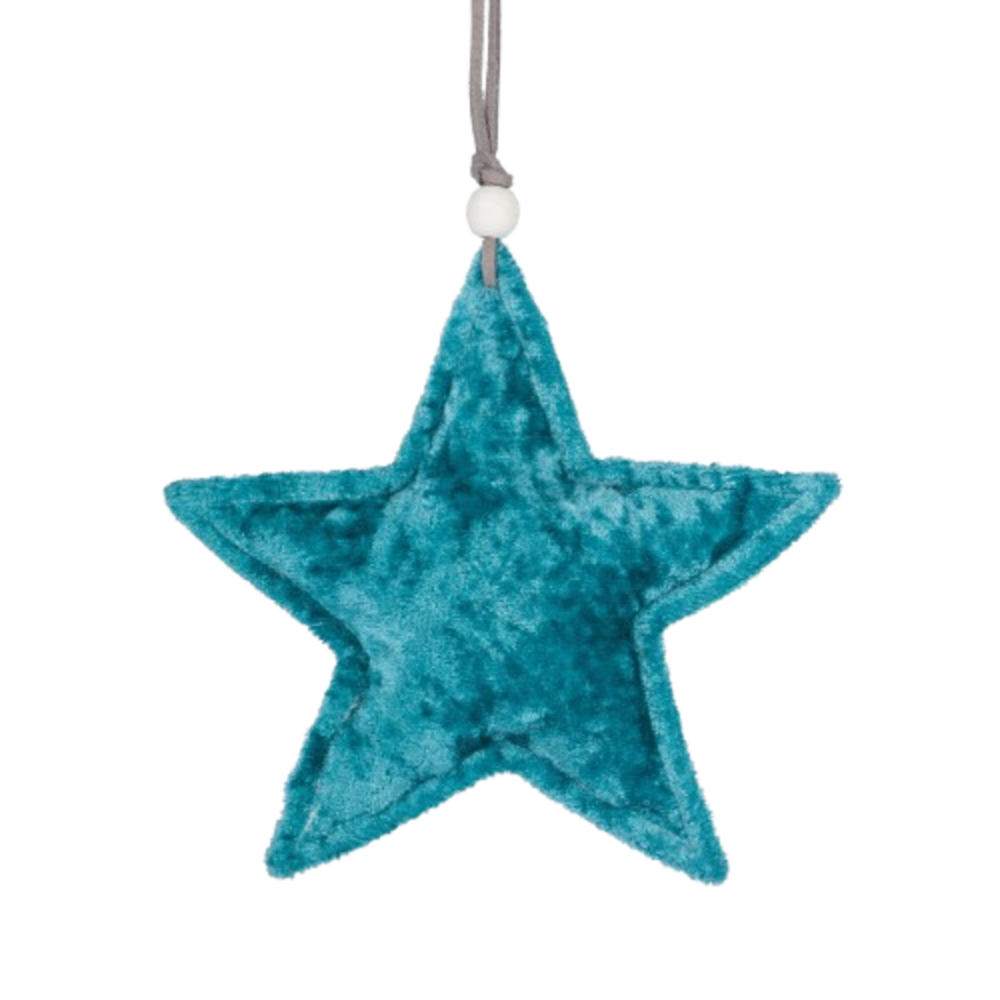Billede af Tekstil Turquoise Velour Stjerne 15 cm.