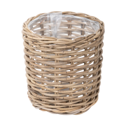 Rund plantekurv med plastik indlæg Ø27xH27cm i Rattan