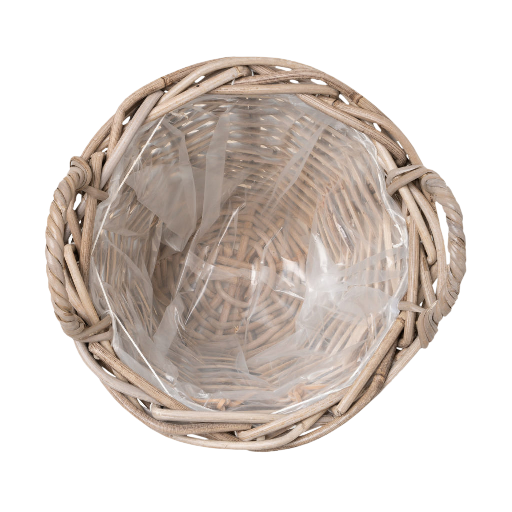Plantekurv i Grå Rattan S m. Plast. Ø24cm