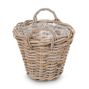 Plantekurv i Grå Rattan S m. Plast. Ø24cm