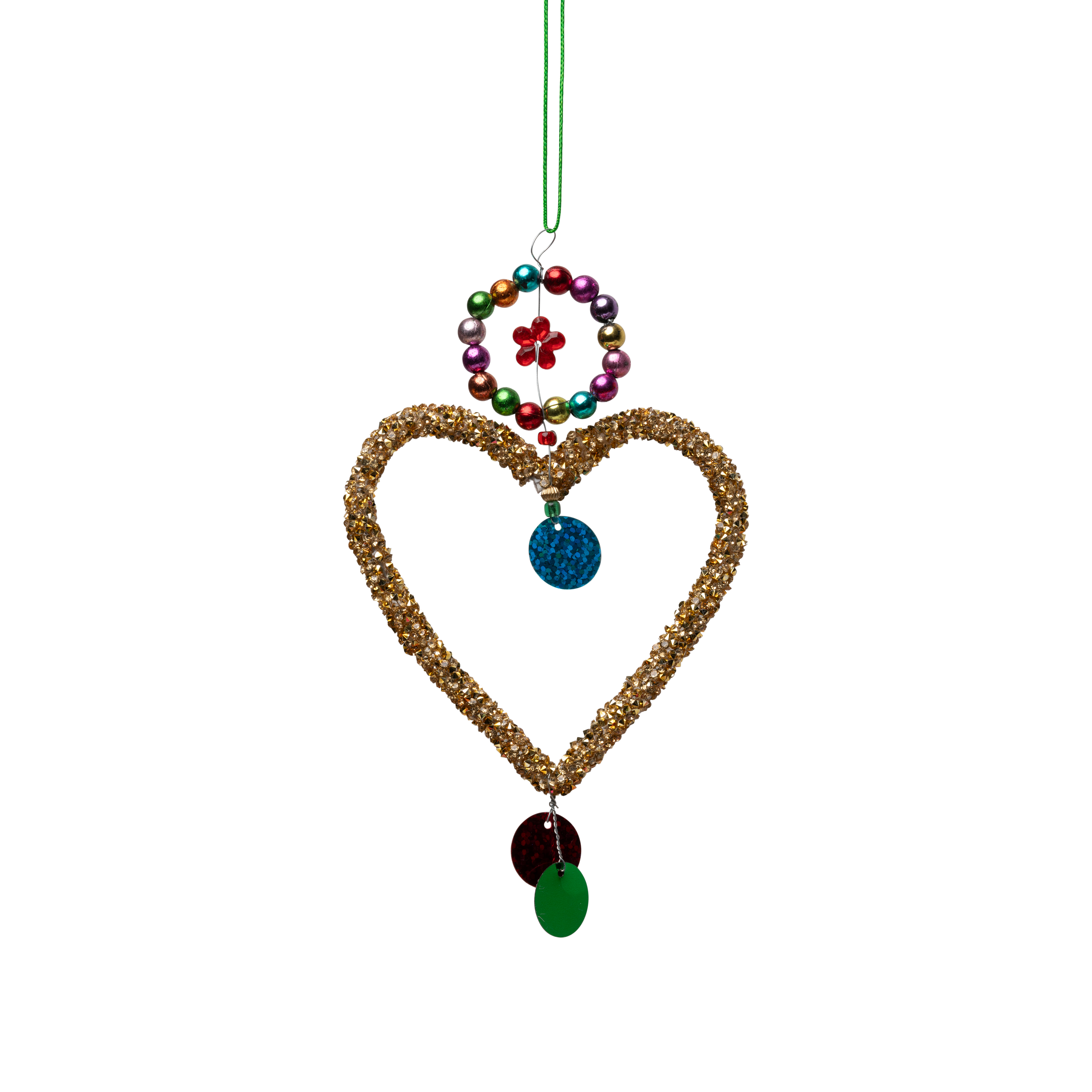 Guld hjerte m. perler