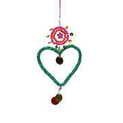 Grønt hjerte m. perler