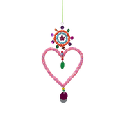 Pink hjerte m. perler