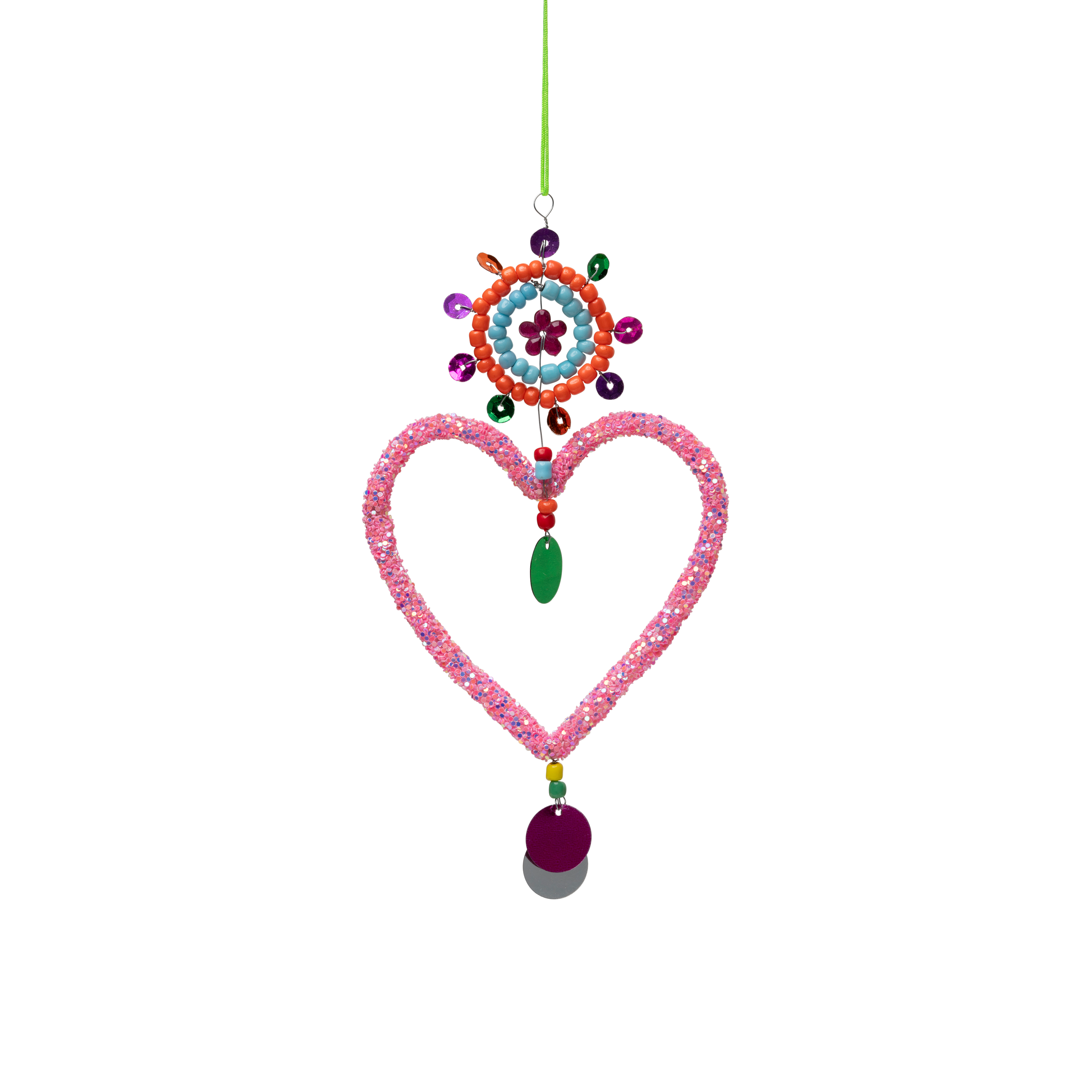 Pink hjerte m. perler