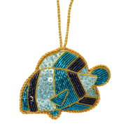 Perlebroderet Blå Fisk